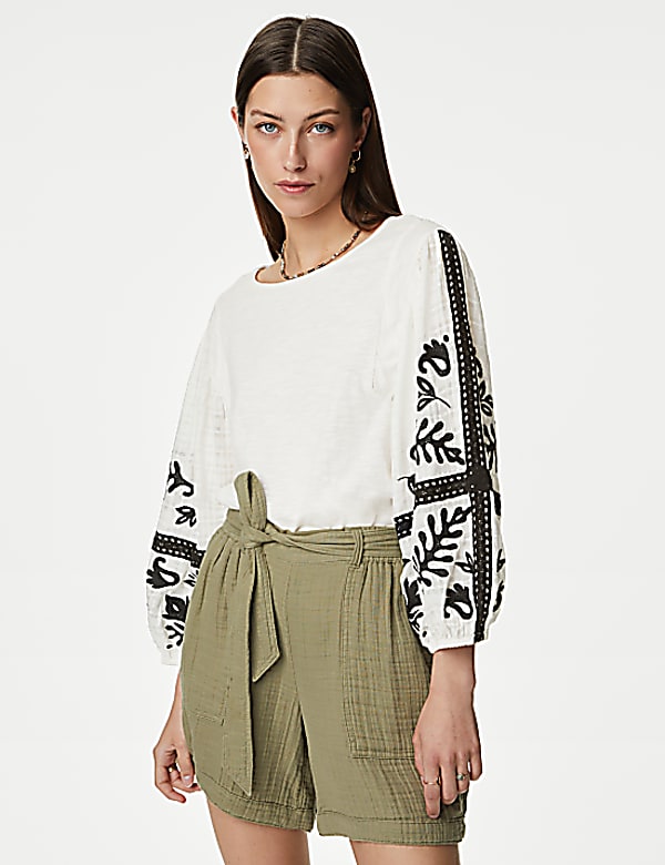 Pure Cotton Embroidered Top