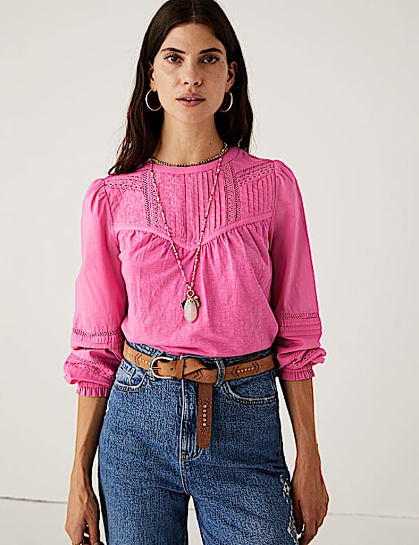 Jersey Round Neck Long Sleeve Top