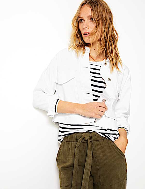 Pure Cotton Cropped Utility Jacket
