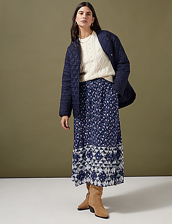 Geometric Floral Midaxi Tiered Skirt