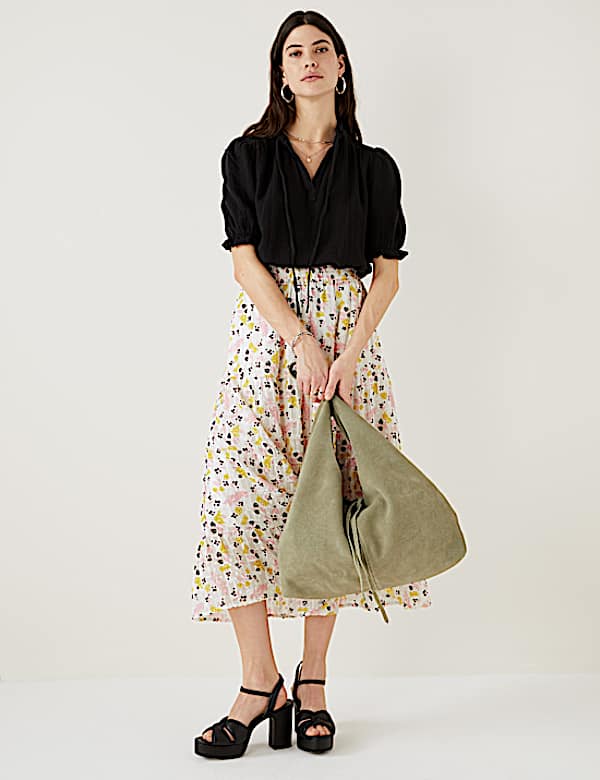 Sparkly Floral Maxi Tiered Skirt