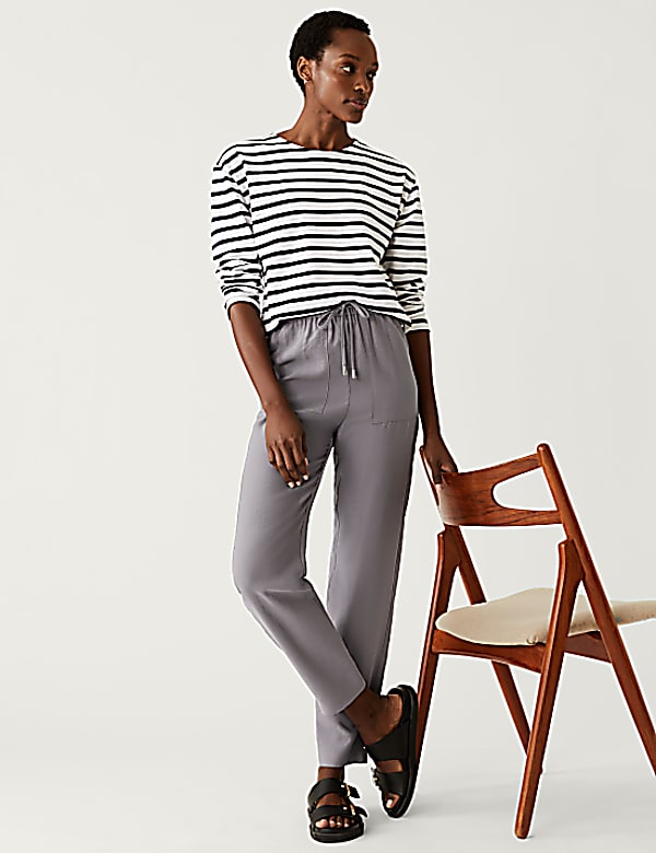 Lyocell Rich Tapered Ankle Grazer Trousers