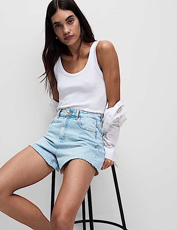 Denim Mom High Waisted Shorts