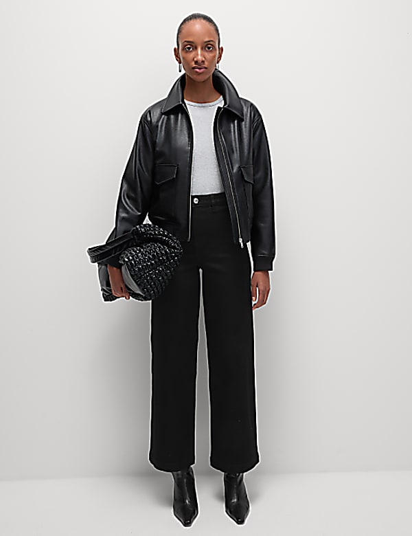 High Waisted Wide Leg Ankle Grazer Jeans