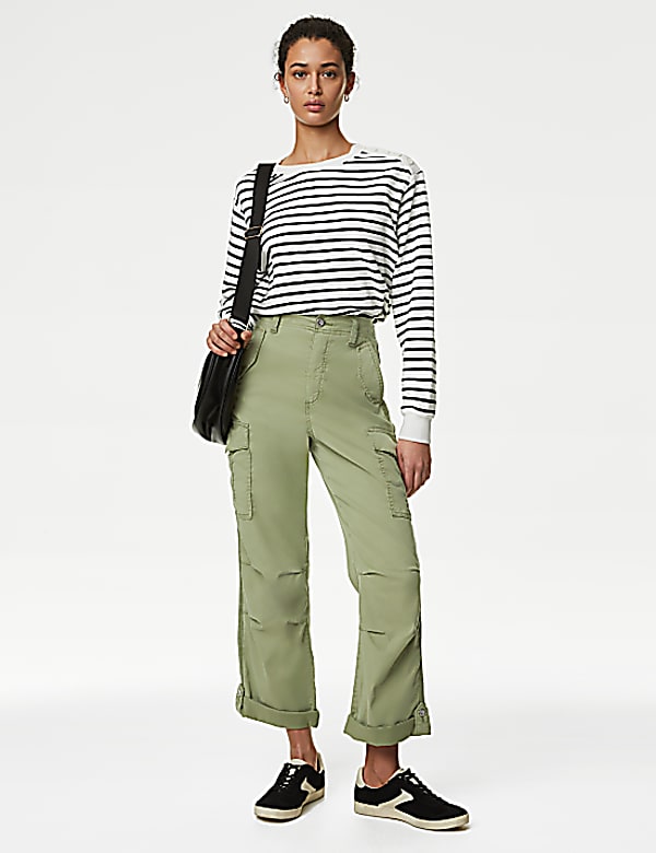 lyocell™ Rich Cargo Tea Dyed Cropped Trousers