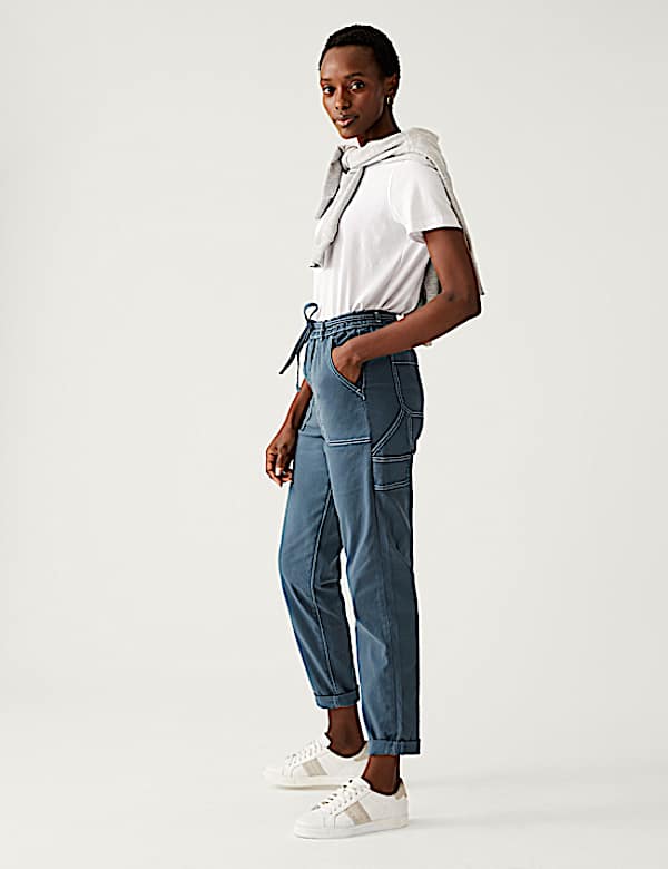 Cotton Rich Contrast Stitch Slim Fit Joggers