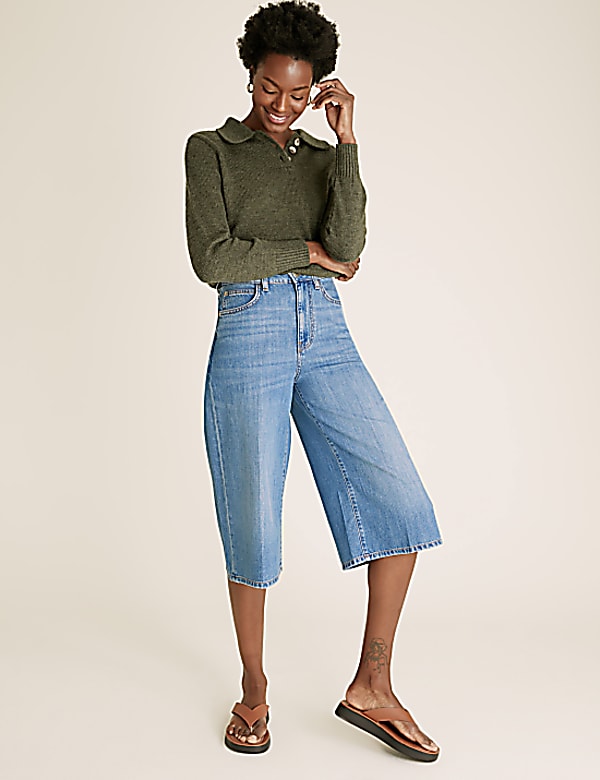 Denim Cropped Culottes