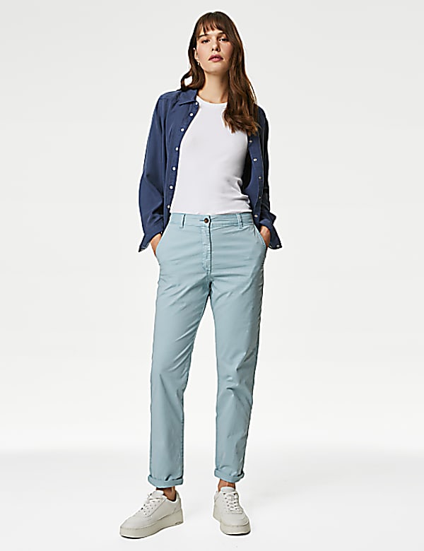 Cotton Rich Tea Dyed Slim Fit Chinos
