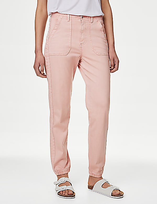 Cotton Blend Slim Fit Ankle Grazer Joggers