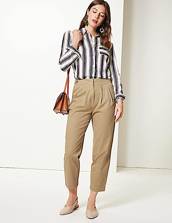 Cotton Rich Ankle Grazer Peg Trousers