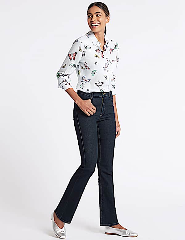 Mid Rise Slim Bootcut Flared Jeans