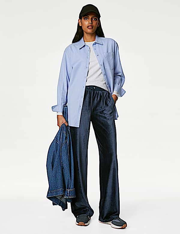 Velour Wide Leg Joggers