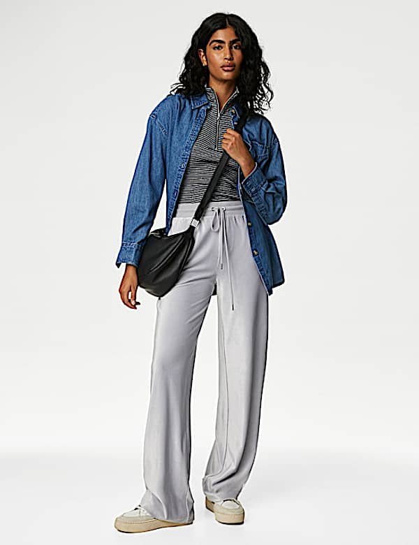 Velour Wide Leg Joggers