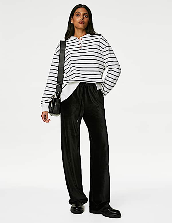 Velour Wide Leg Joggers
