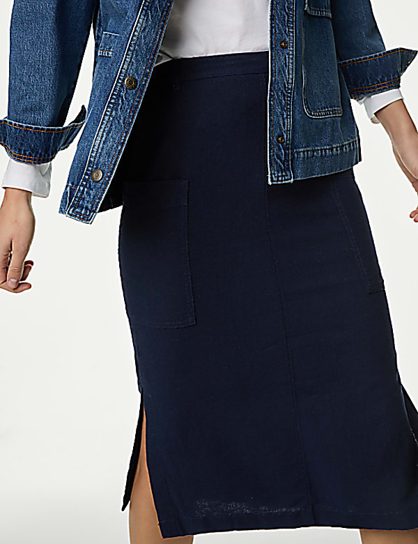 Linen Rich Midi Utility Skirt