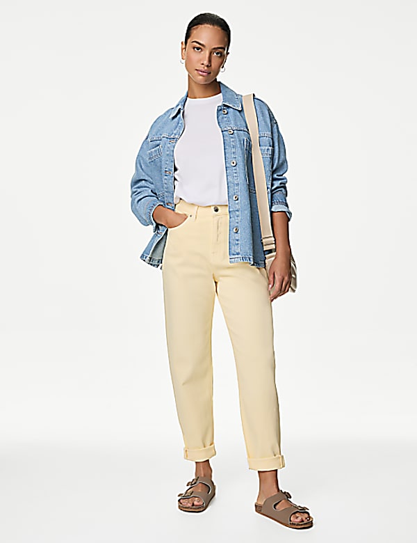 Mom High Waisted Tapered Ankle Grazer Jeans