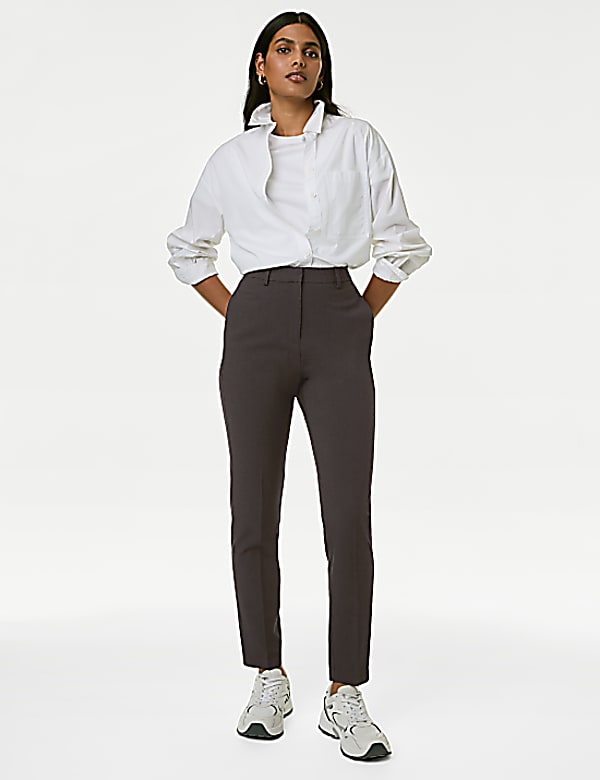 Slim Fit Ankle Grazer Trousers with Stretch
