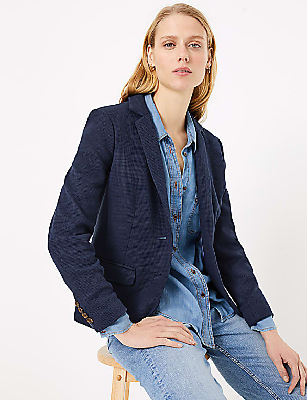 Textured Single Breasted Blazer