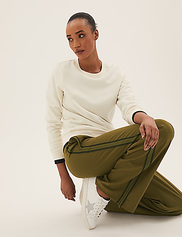 Side Stripe Wide Leg Trousers