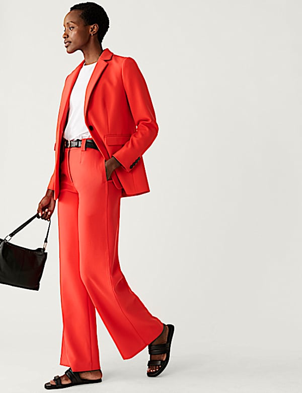 Crepe Tab Detail Wide Leg Trousers
