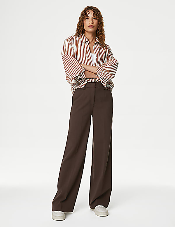 Crepe Tab Detail Wide Leg Trousers