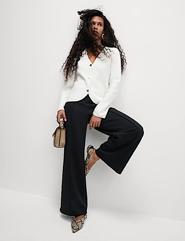 Jersey Elasticated Waist Wide Leg Trousers