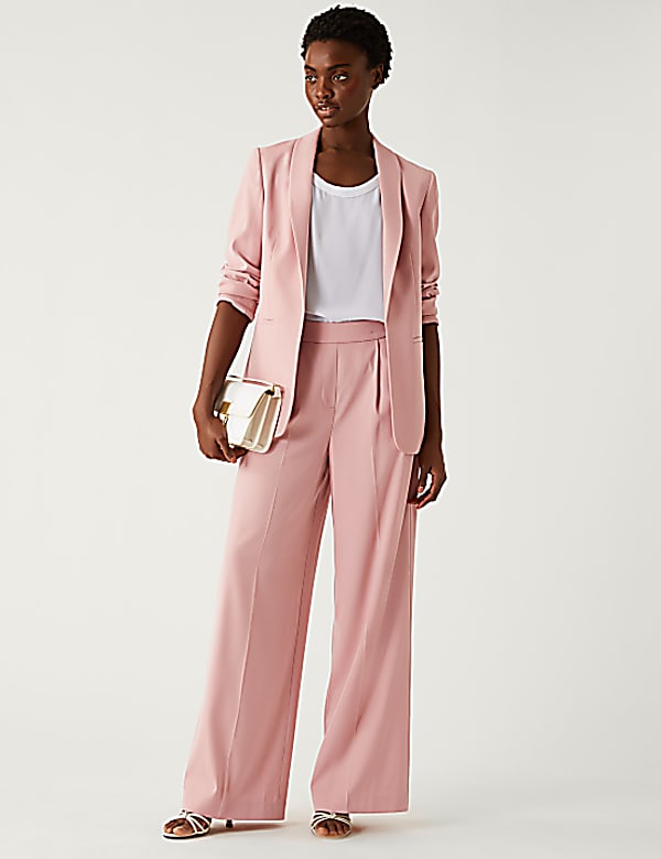 Satin Twill Wide Leg Trousers