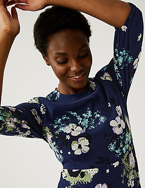 Floral Round Neck Midaxi Tea Dress