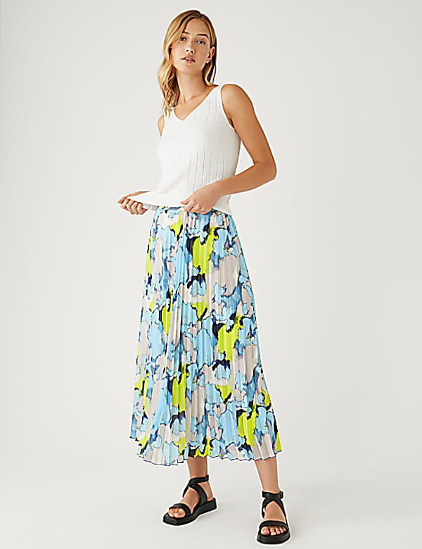 Printed Pleated Midaxi Skirt