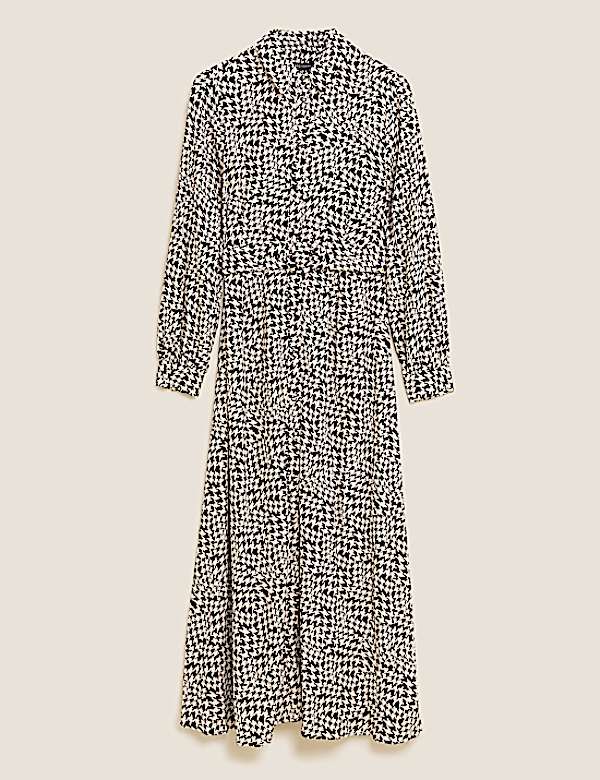 Dogtooth Belted Midaxi Shirt Dress