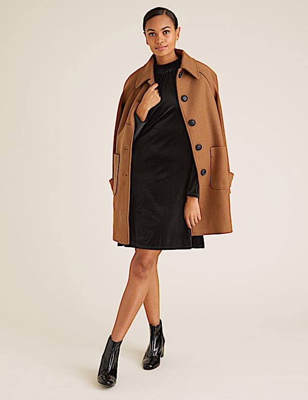 Velvet Shirred Neck Swing Dress