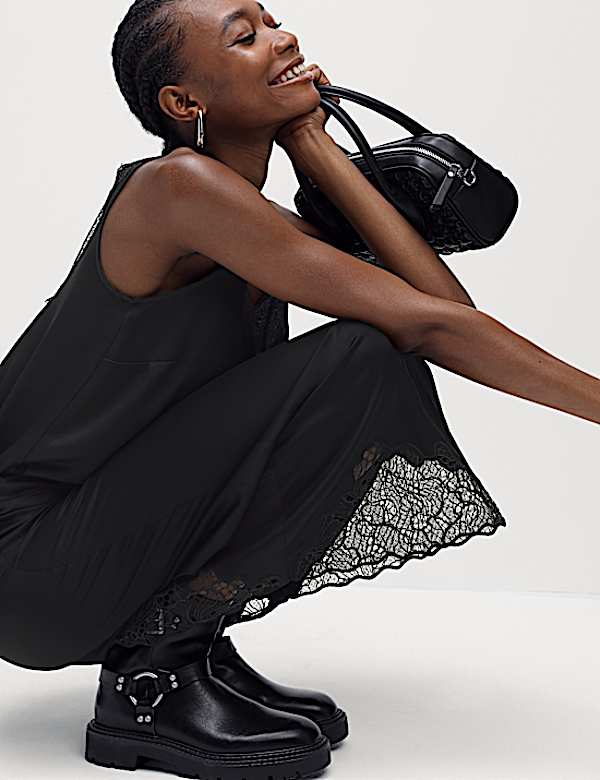 Satin Lace Midaxi Slip Skirt
