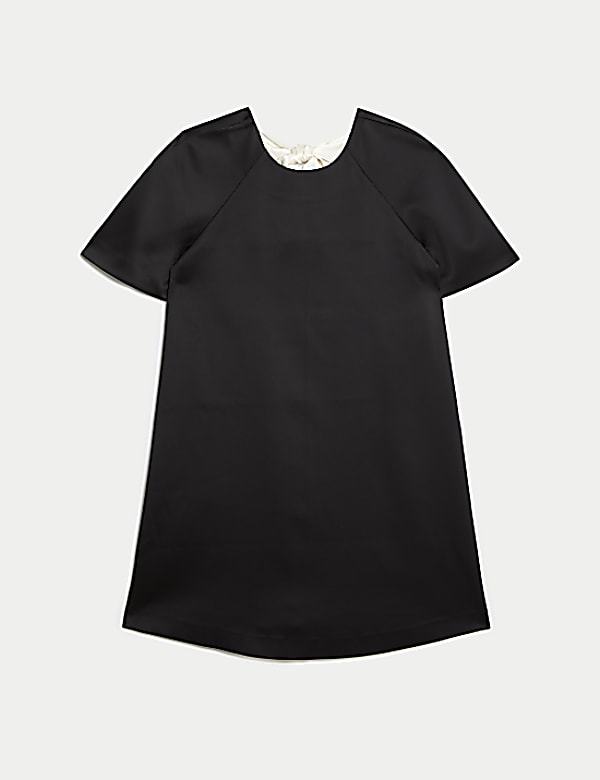 Bow Detail Round Neck Mini Shift Dress
