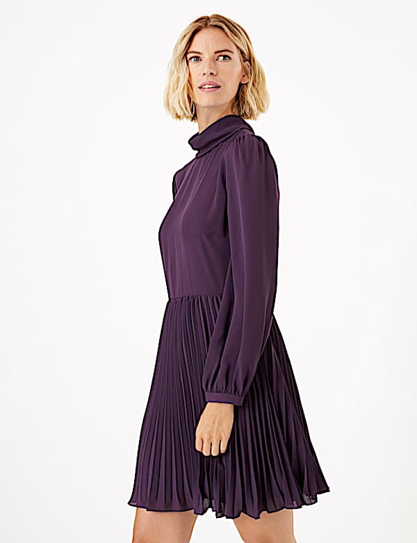 Chiffon Pleated Waisted Mini Dress