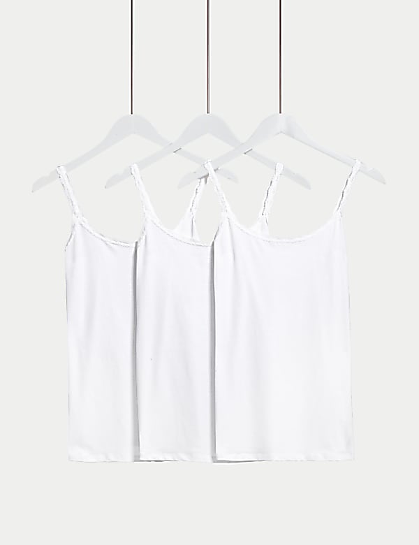 3pk Cotton Rich Lace Trim Vests