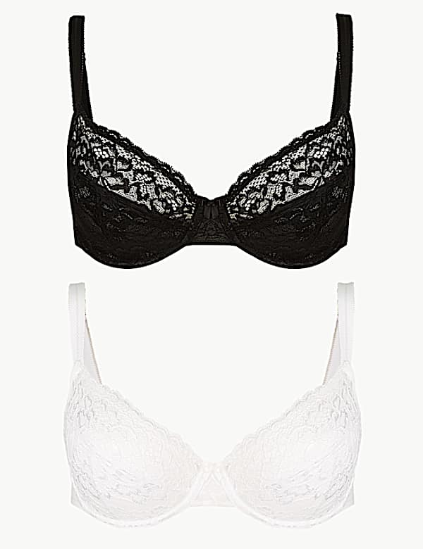2 Pack Louisa All Over Lace Non-Padded Full Cup Bras B-DD