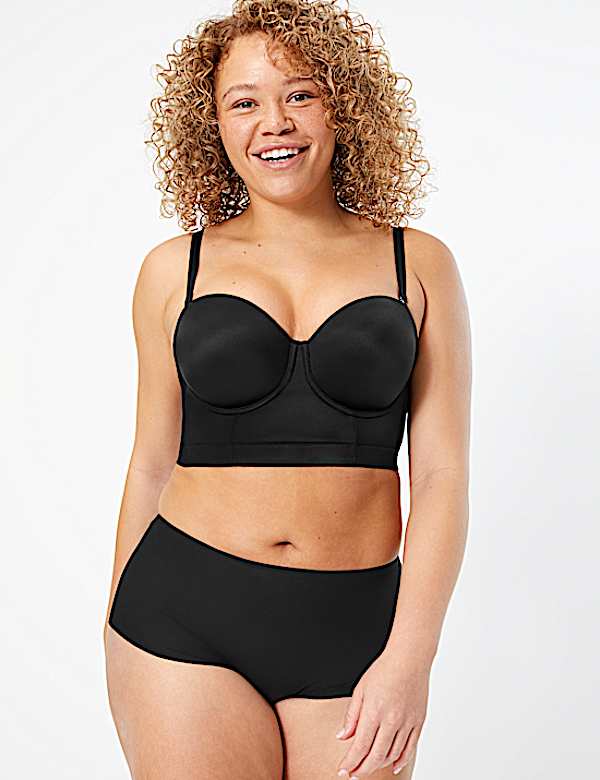 Longline Low Back Padded Strapless Bra A-DD