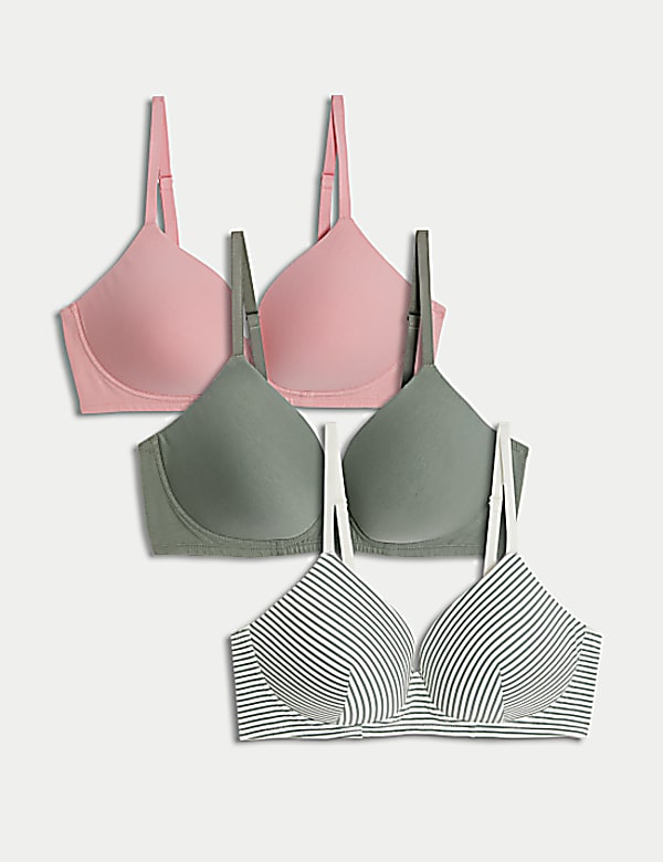3pk Cotton Rich Non Wired T-Shirt Bras (A-E)