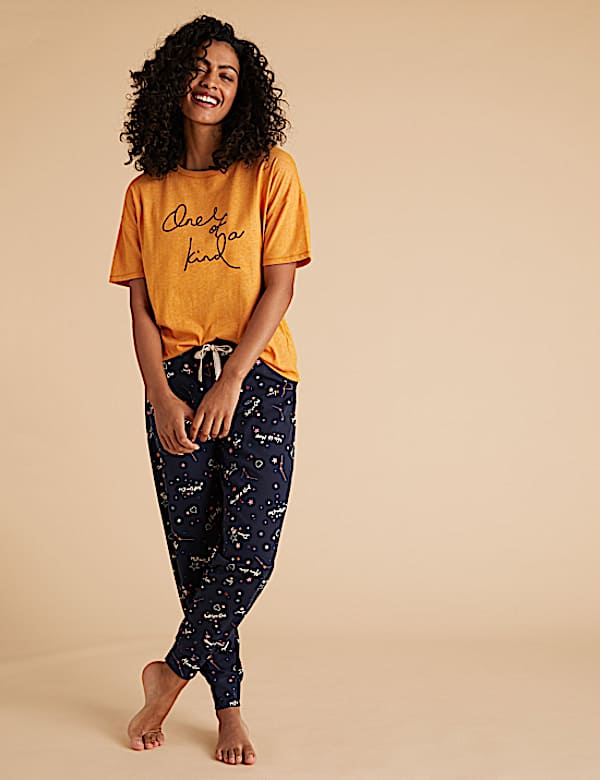 Pure Cotton Printed Cuffed Pyjama Pants