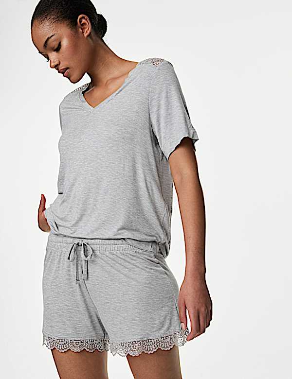 Body Soft™ Lace Trim Pyjama Shorts