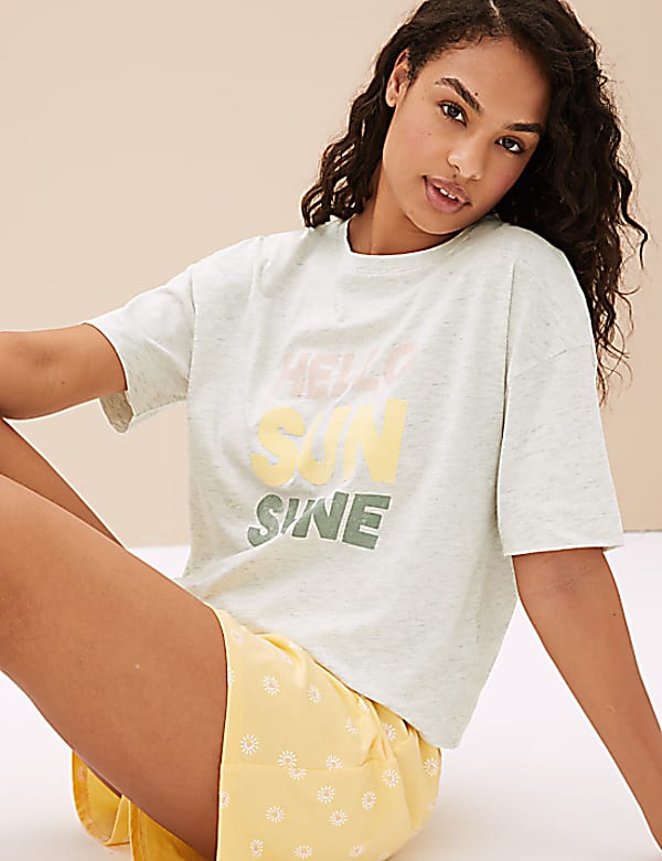 Cotton Rich Sunshine Slogan Pyjama Top