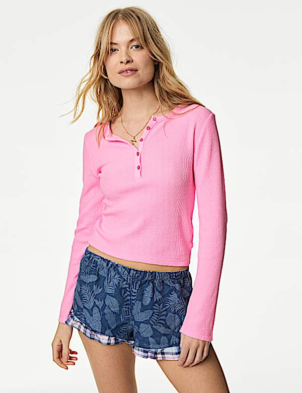 Cotton Rich Waffle Pyjama Top
