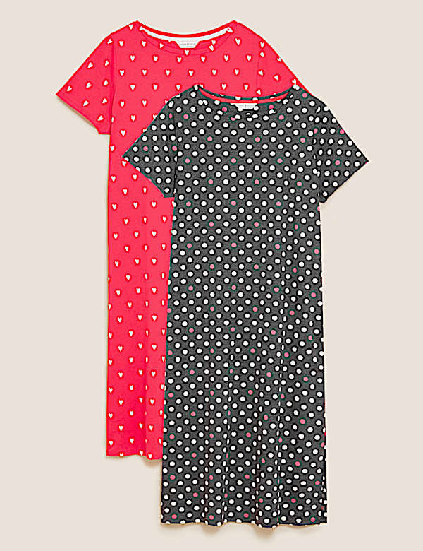 2 Pack Cotton Rich Long Nightdresses