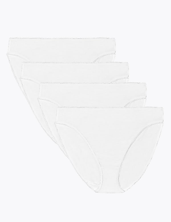 4pk Pure Cotton High Leg Knickers