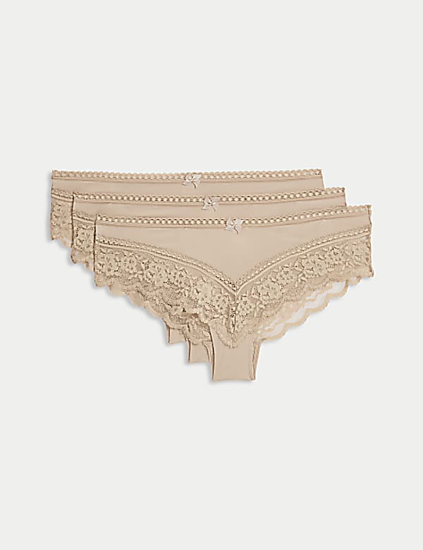3pk Lace Trim Brazilian Knickers