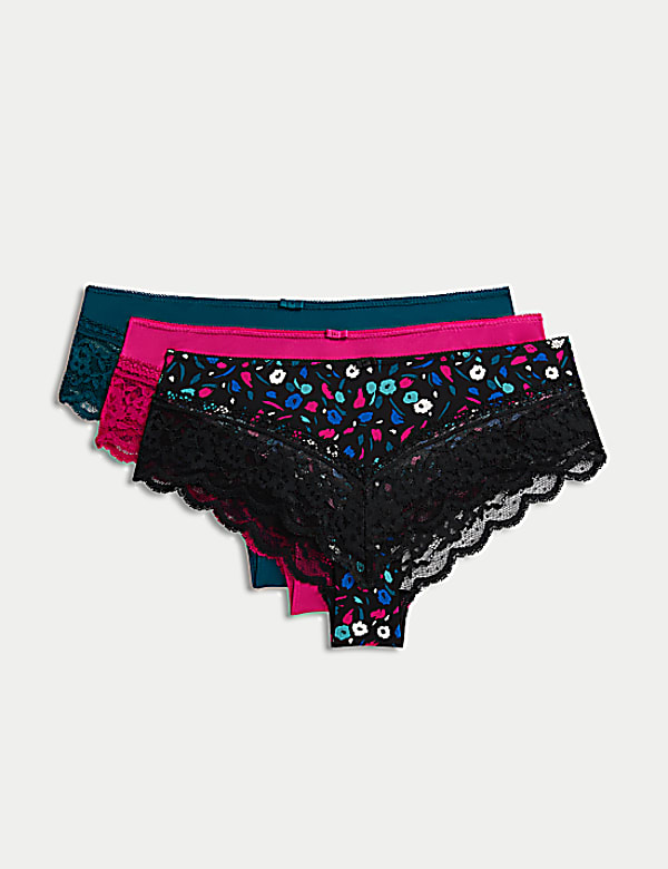 3pk Lace Trim Brazilian Knickers