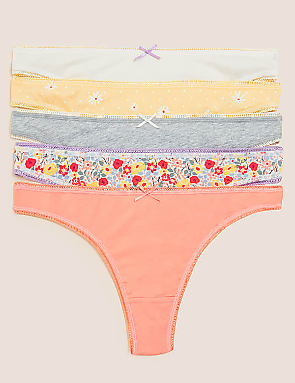 5pk Cotton Rich Printed Thongs