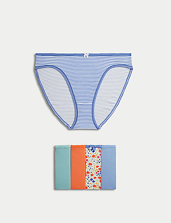 5pk Cotton Lycra™ High Leg Knickers