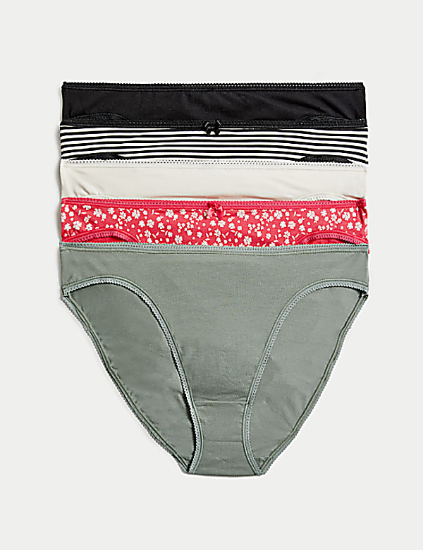 5pk Cotton Lycra™ High Leg Knickers