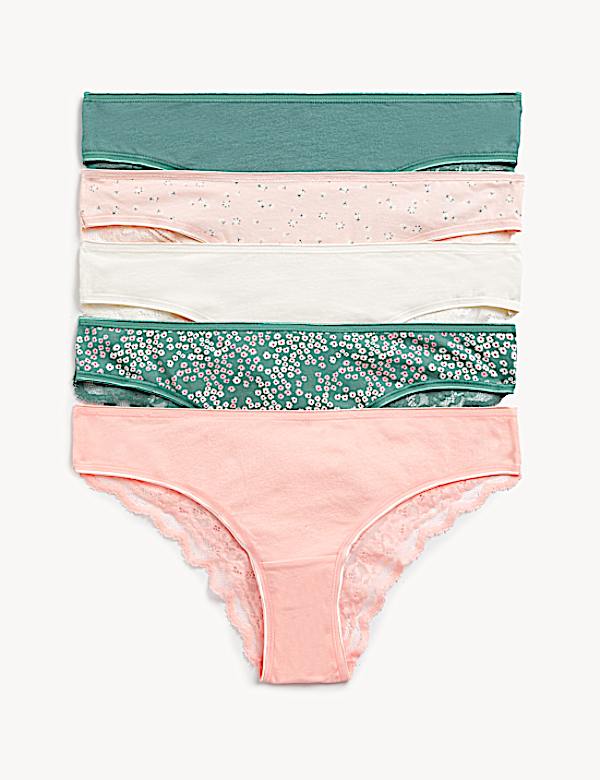 5pk Cotton Rich Printed Brazilian Knickers